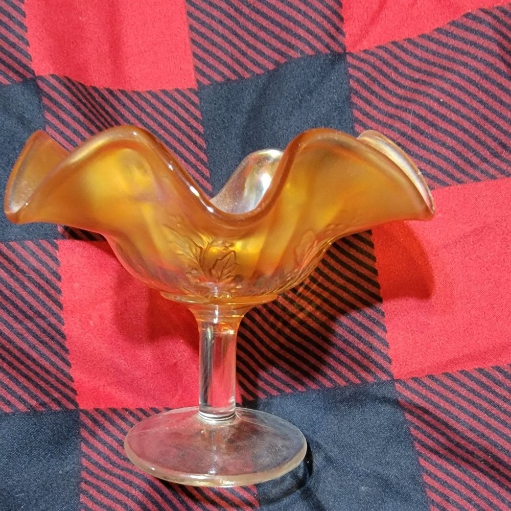 Vintage Fenton Marigold Carnival Glass Candy Dish-1970s